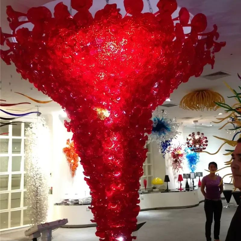 Hot Sale Wedding Hall Big Red Chandelier Trade Ceiling Lights Modern Pendant Light for Wedding