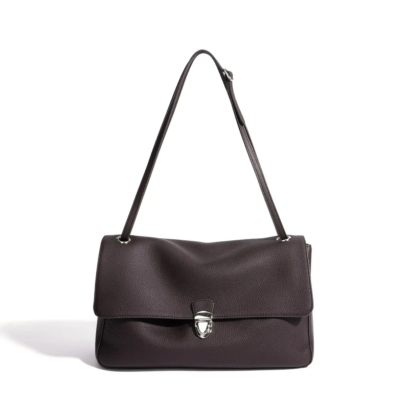 Simple and Versatile High-quality Cowhide Crossbody Bag New Style Women's Large Capacity Commuter Shoulder Bag Under The Armpit