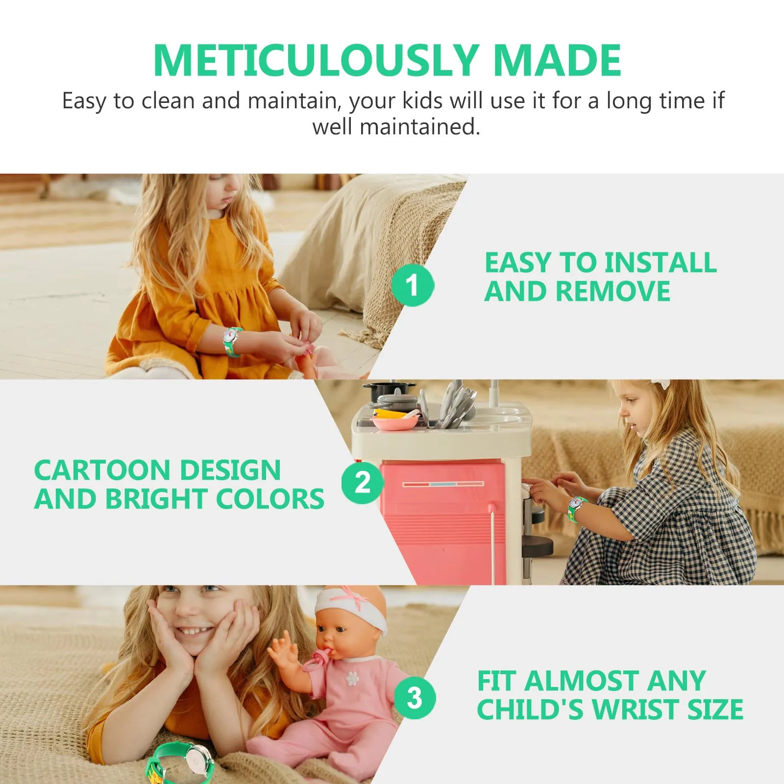 1Pcs Kids 3D Watch Cartoon Style Children Watch Lovely Wristwatch Adorable Kids Wristwatch Exquisite Workmanship Long-Lasting