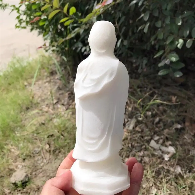 Natural White Marble Jade Carved Guanyin Buddha Fengshui Crystal Statue Craft For Home Decoration Healing Reiki Gift