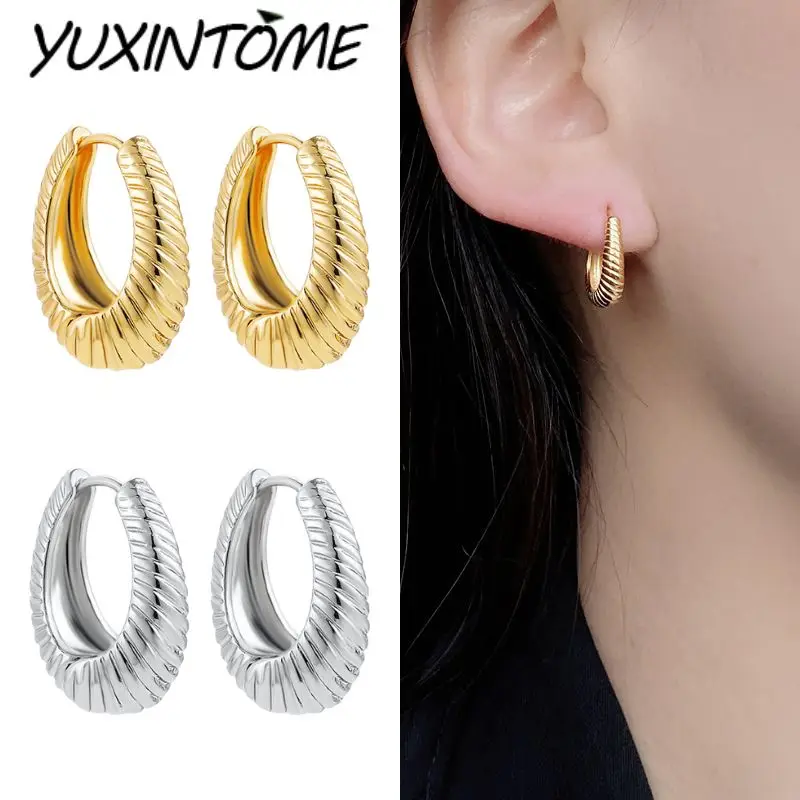 

925 Sterling Silver Needle European and American Classic Retro Spiral Oval Earrings Women's Fashion Trends Ear Accessories Gift