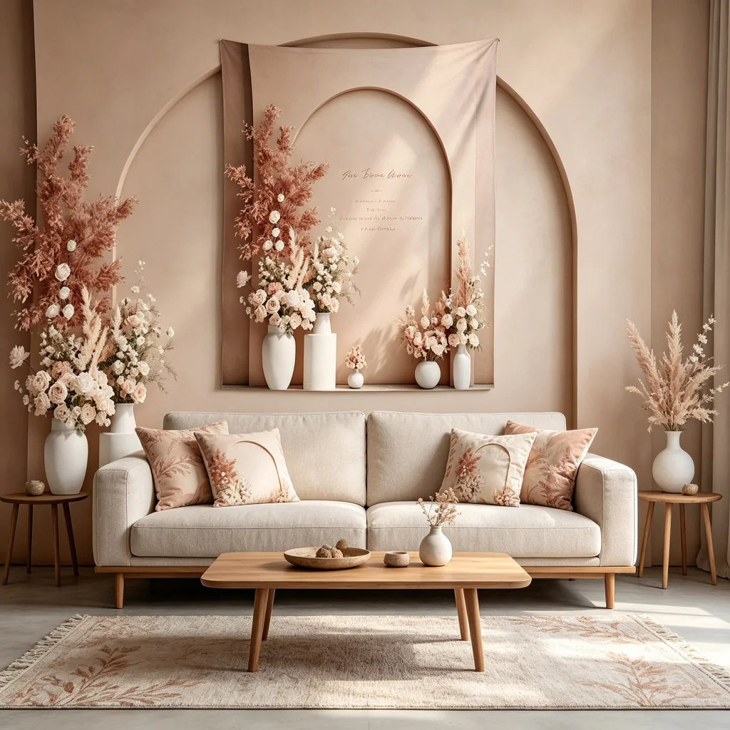 1PC Arch Dried Flower Art Print Backdrop Banner, Bedroom Living Room Photo Background, Polyester, Home Decor, Wall Art