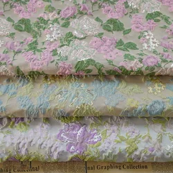 Gold Silk Embossed Flower Jacquard Fabric Elegant Bubble Dress Women's Clothing Decorative Sewing Fabric