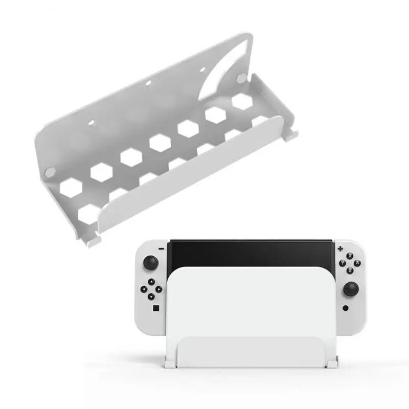 Wall Hanging Holder Bracket for Switch/ Switch OLED Host Wall Mount Storage Support for NS OLED Game Console