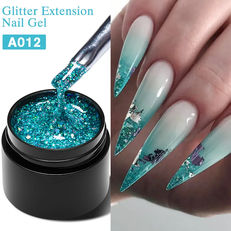 MEET ACROSS 8ml Quick Extension Nail Gel Glitter Color Acrylic Quick Building Gel Polish Nail Art Varnishes DIY Design Manicure