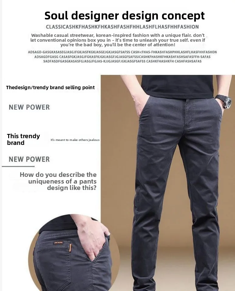 Hochwertige Dünne Baumwoll-Herrenhose Trendige Vielseitige Elastische Leichte Business-Hose Formelle Gerade Arbeitshose – Detail 6
