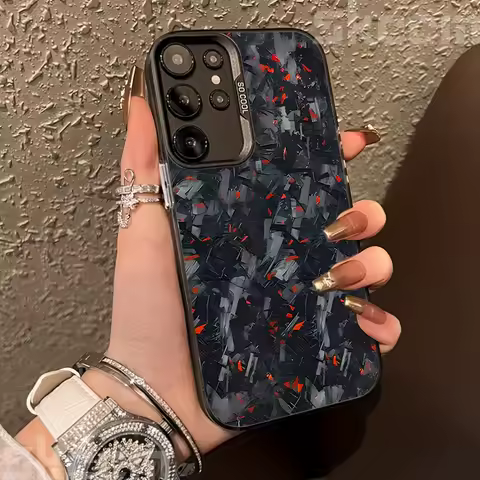 Cool Carbon Fiber Pattern Matte Case For Samsung Galaxy S25 S24 S23 S22 S21 S20 Ultra Plus FE A55 A54 A53 A15 A34 A35 Cover