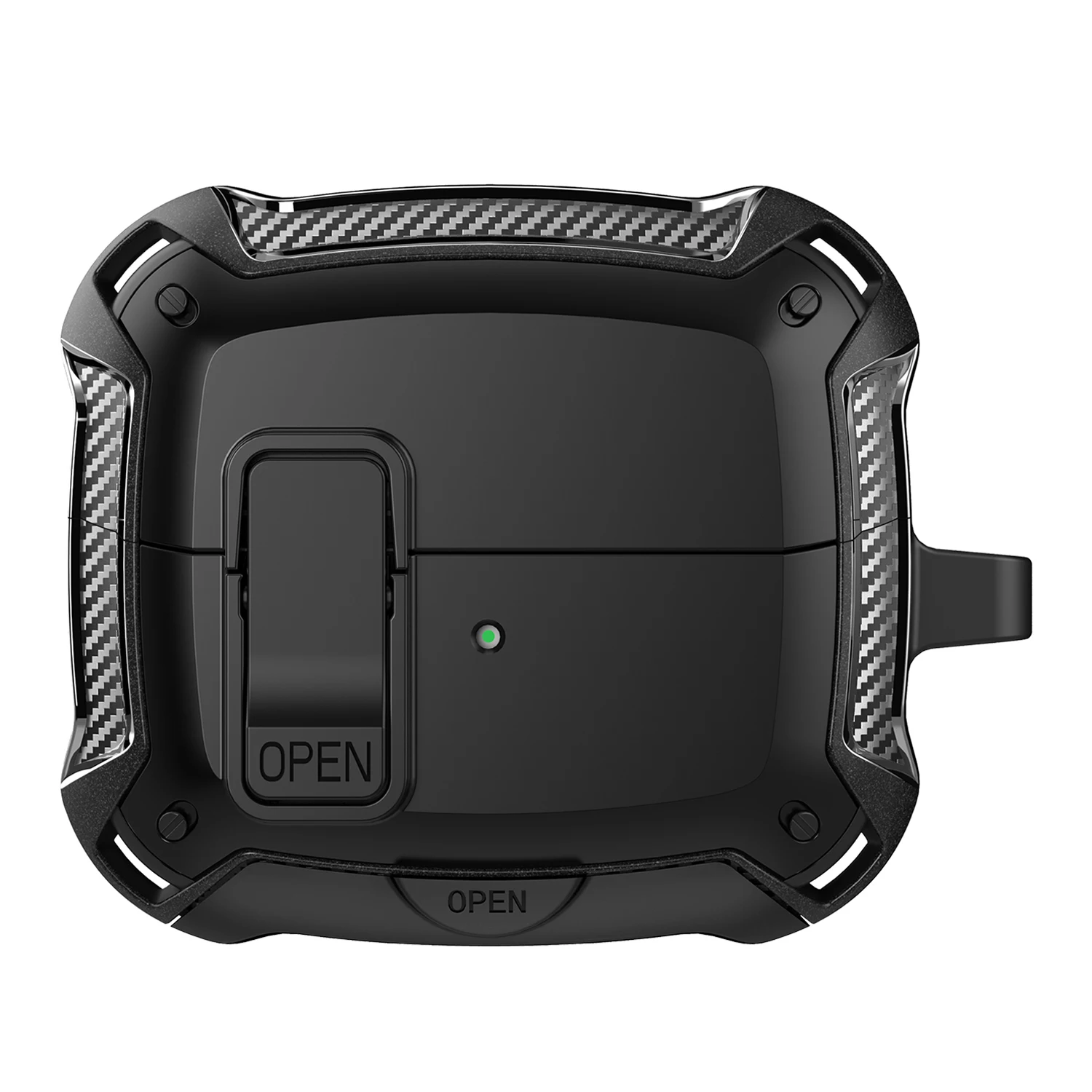 For Samsung Galaxy Buds3 Pro  /  Buds3 Case TPU + PC Earphones Cover with Lock Switch Carabiner Phone Stand - Black