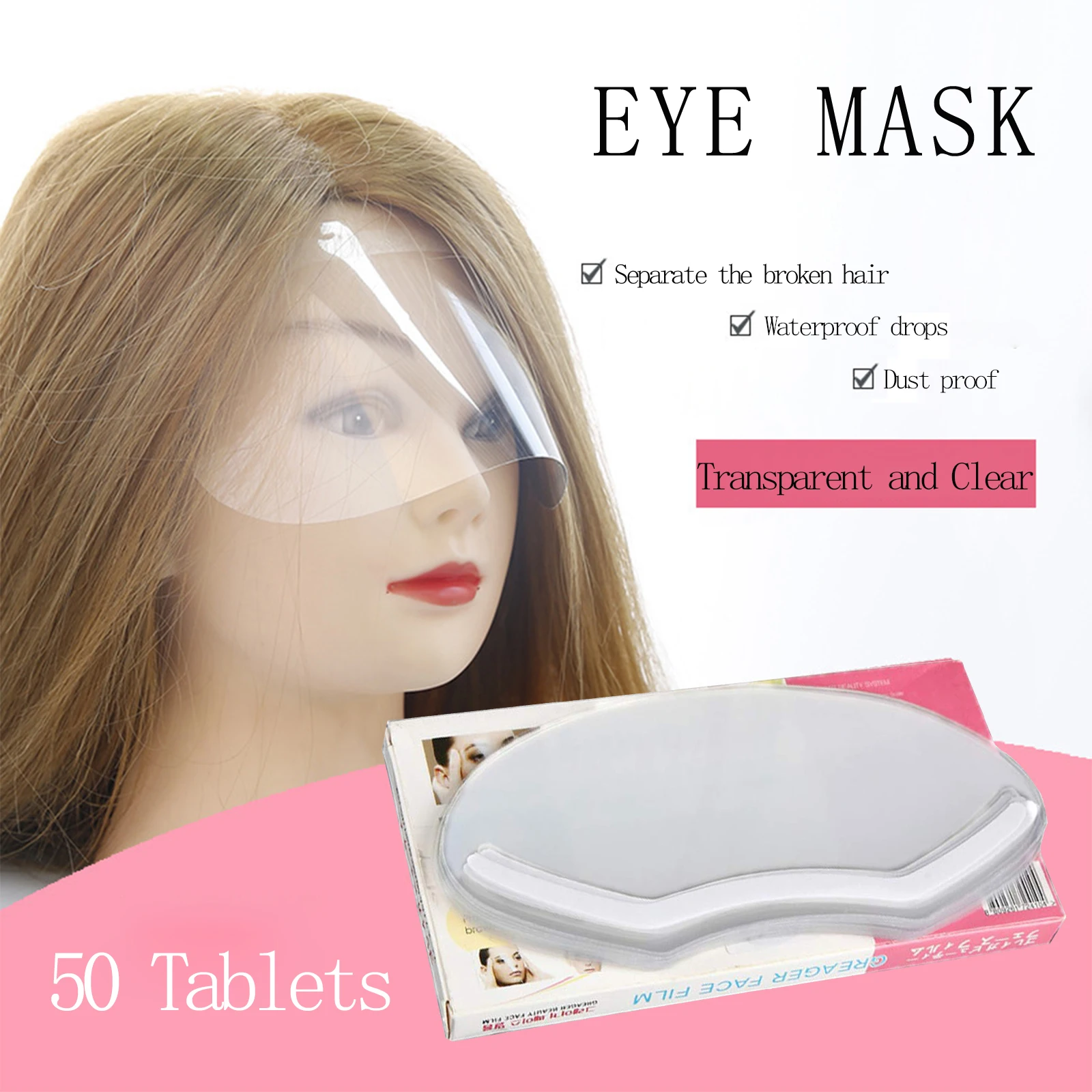 50 PCS Safety Face Shield Disposable Microblading Protective Shower Visor Face Shield Mask Eye Shields Masks for Hairspray Salon