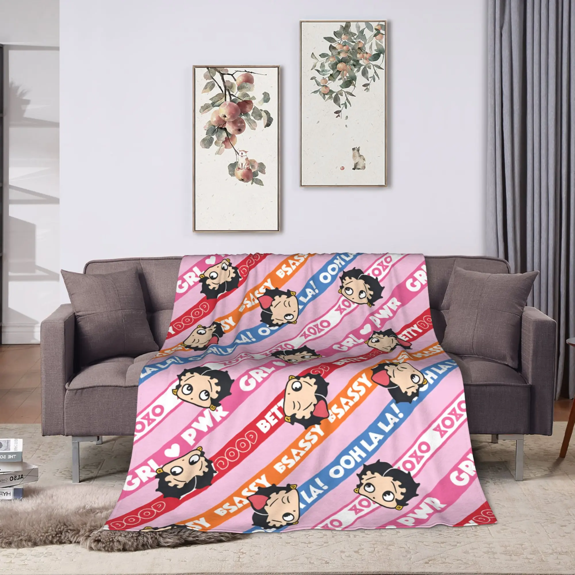 B-Bettys Boops Flannel Blanket  Soft Durable Bedding Throws for Home Decor Decorative Comfortable Bedspread Sofa Bed Cover