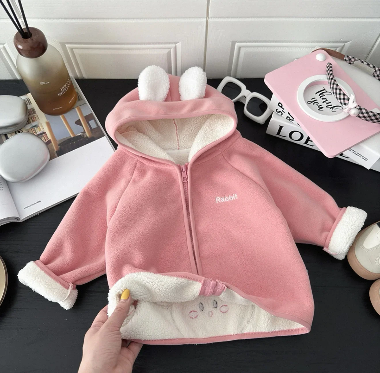 Kinder 3D-Cartoon-Kapuzenjacke Herbst Winter Haferfleece Gefüttert Dick Warm Langarm Freizeit-Oberbekleidung für Kleinkinder Jungen Mädchen – Detail 4