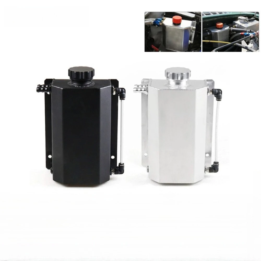 Universal 2L 1L Coolant Radiator Overflow Tank Reservoir Expansion Aluminum Silver Black