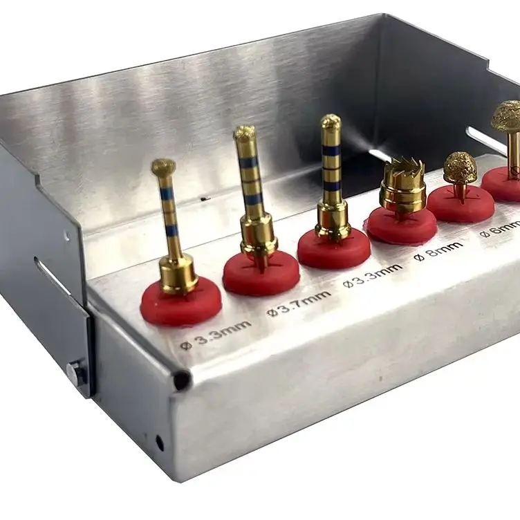 

6Pcs/set Dental Diamond Gold Coated Implant Membrane Lateral Approach Reamer Bur Bone Shape Sinus Lift Kit Dental Implant Tool