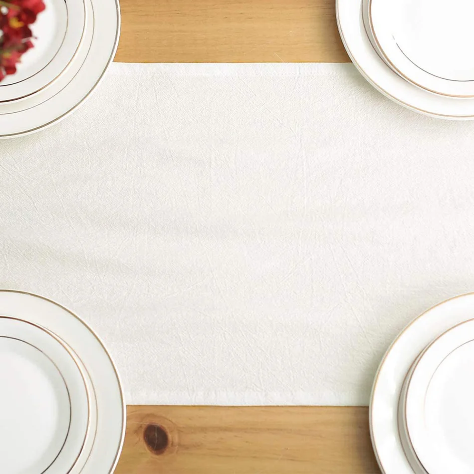 Chemin de Table 100% Coton, Couleur Unie, Fournitures de ix, Napperon en Tissu Simple et Élégant, Décor pour Vacances, Mariage, Noël