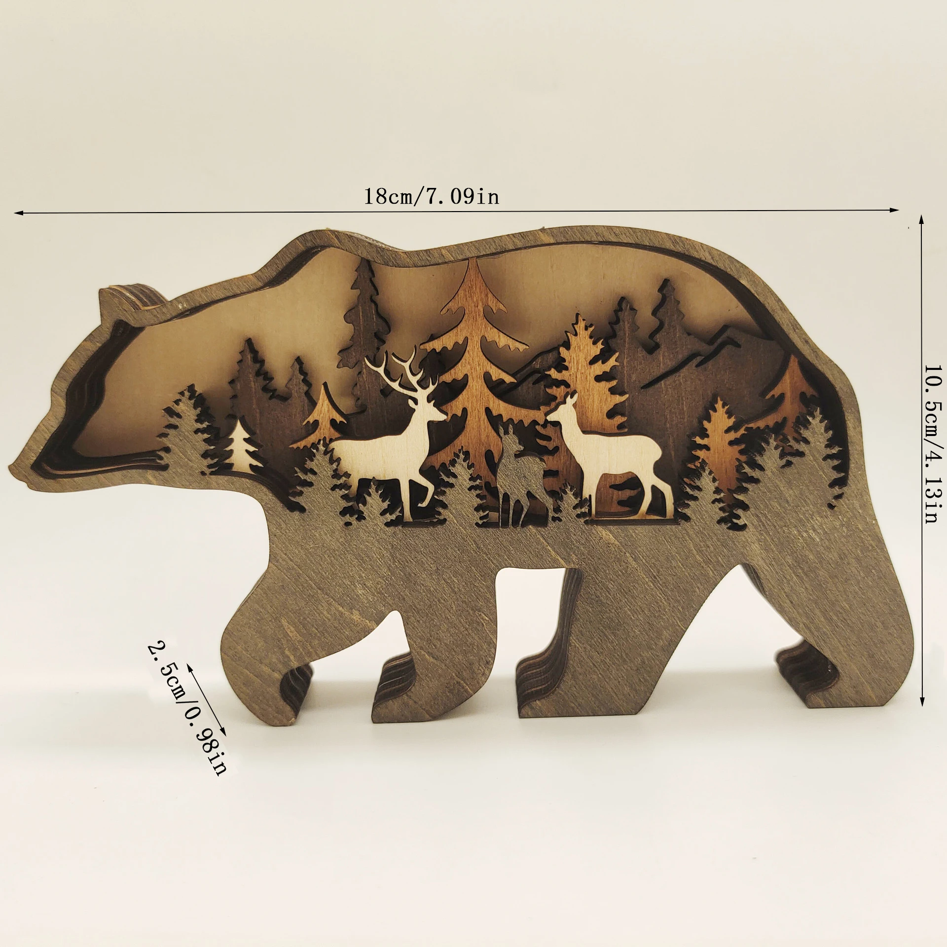 Wooden Animal Creativity Desktop Home Carving Crafts Brown Bear Ornaments North American Home Decoration Wolf Figurine Festival