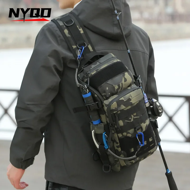 Tactical Fishing Lure Chest Bag Men Crossbody Shoulder Bag Outdoor Travel Motorbike Riding Tackle Camo Tactical Backpack