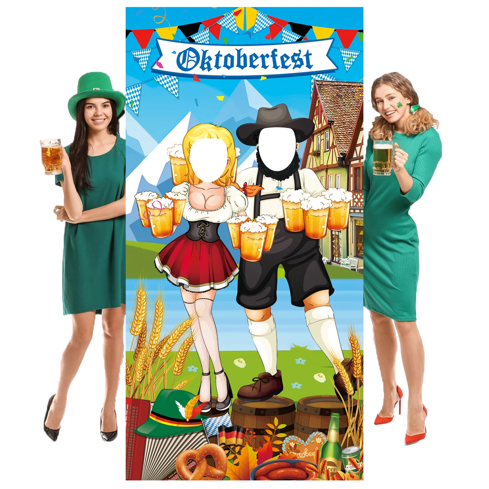 Vibrant Beer Photo Props Banner Decoration, Oktoberfest Photo Backdrop Background for Bachelor, Wedding, Bar-and-Bat-Mitzvah