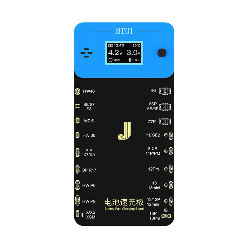 Jc bt01 bateria placa de carregamento rápido display lcd tipo-c pd carregador tester para telefone 6-13pm android detecção de ativação de um clique