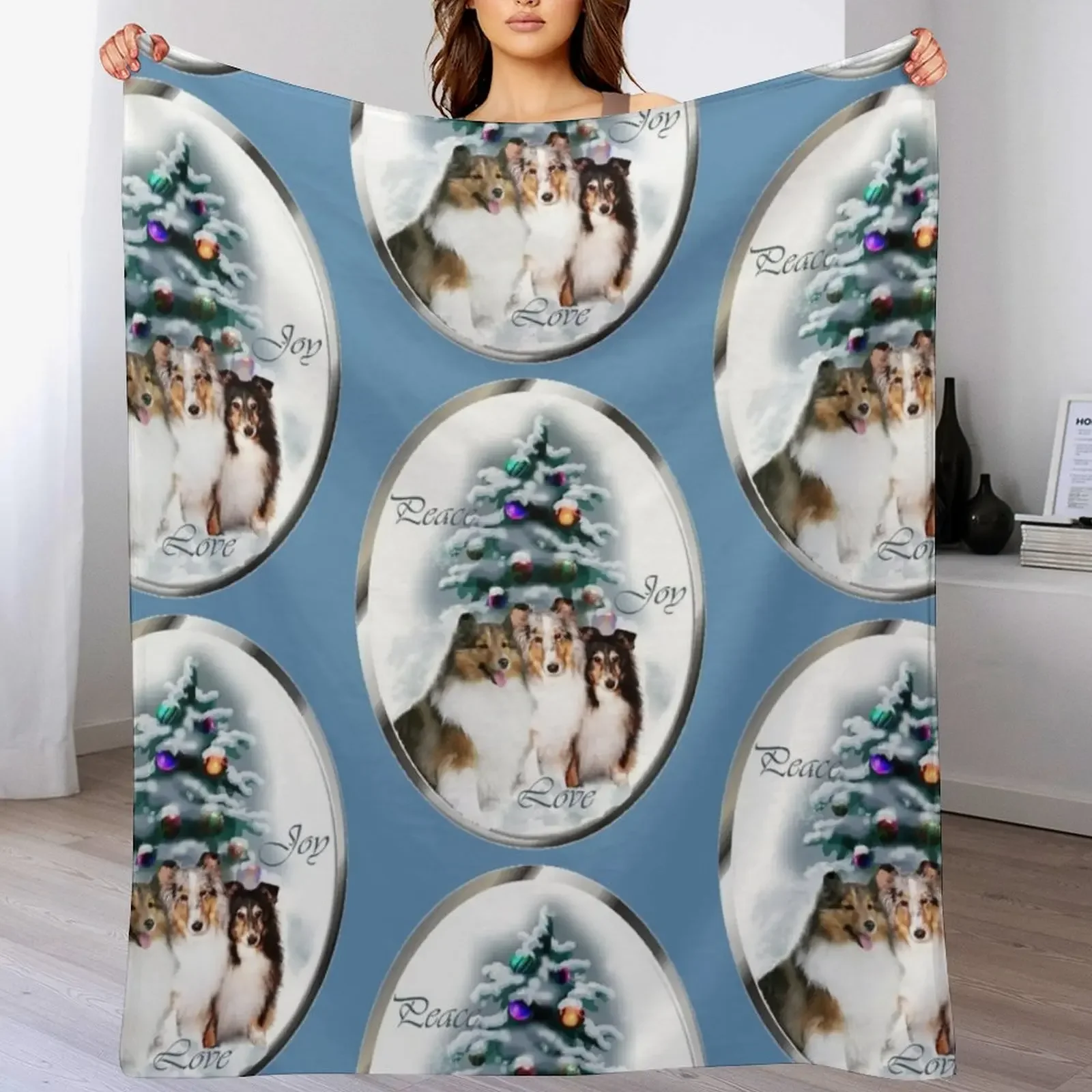 Shetland Sheepdog Sheltie Christmas Gifts Throw Blanket Soft Warm Blanket Gift for Men Women Adults