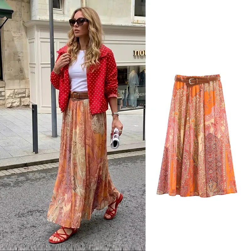 

Summer Skirts Women's 2026 New Fashion Print Elegant Women's High Waist Skirts Chic Street Youth Comfortable Holiday Skirt