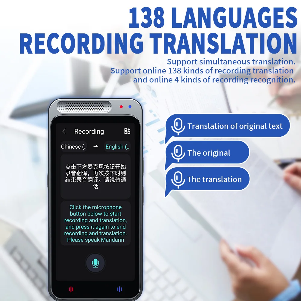 138 Languages Z6 Portable Smart Voice Translator Real-time Multi-Language Speech Interactive Offline Translator Business Travel