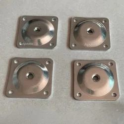 6 Pcs Iron 48x48mm Sofa Table Chair Feet Plates with Hanger Bolts Adapter Square Attachment Plates Furniture Mounting Leg