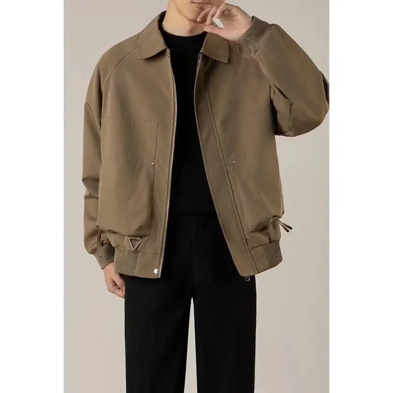 Autumn and Winter Jacket Men New High Quality Solid Color Casual Mens Jacket Korean Fashion Simple High-end Lapel Men's Coat