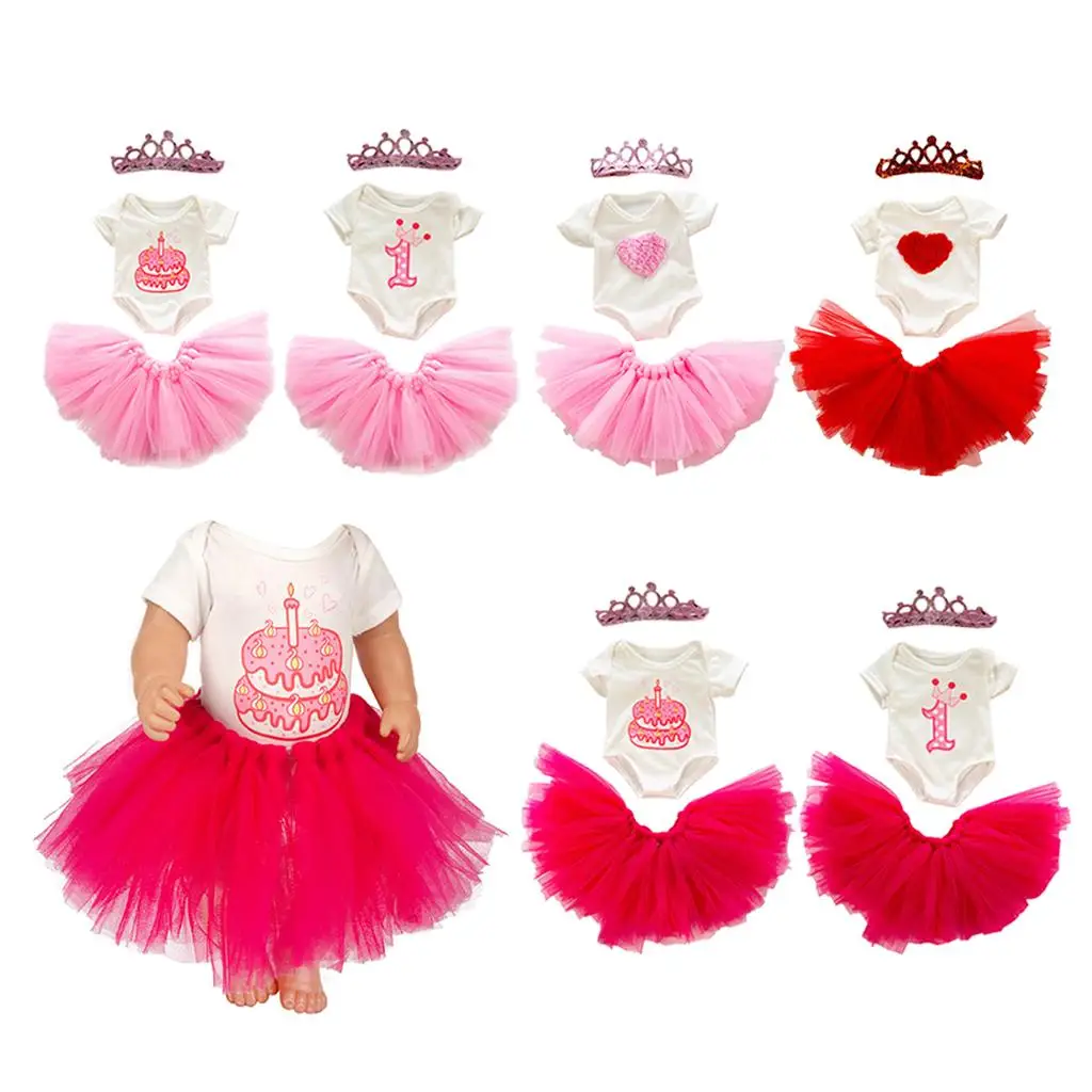 Conjunto de minifalda de princesa para muñecas, vestido de cumpleaños, trajes encantadores, 18 pulgadas