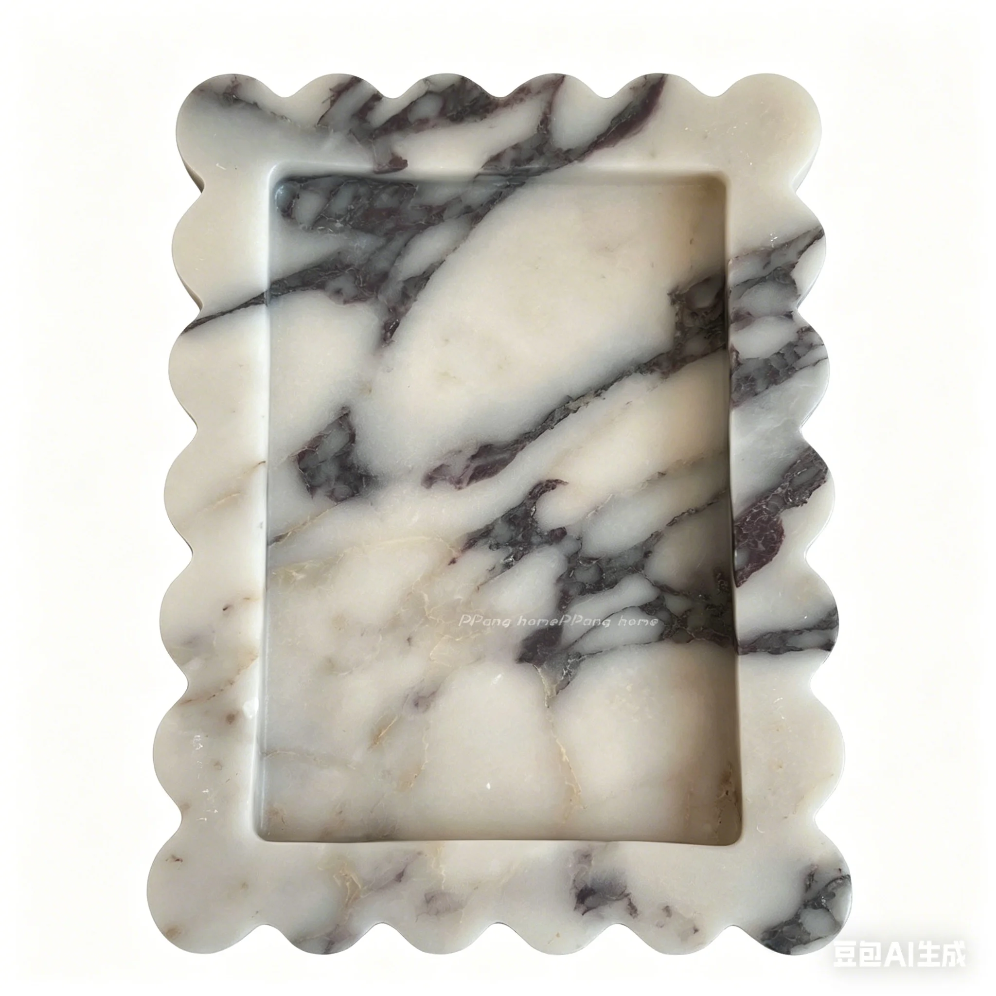 28x21cm Wabi Sabi Natural Marble Scalloped Tray Designer Room Decoration Storage Tray Desktop Decor