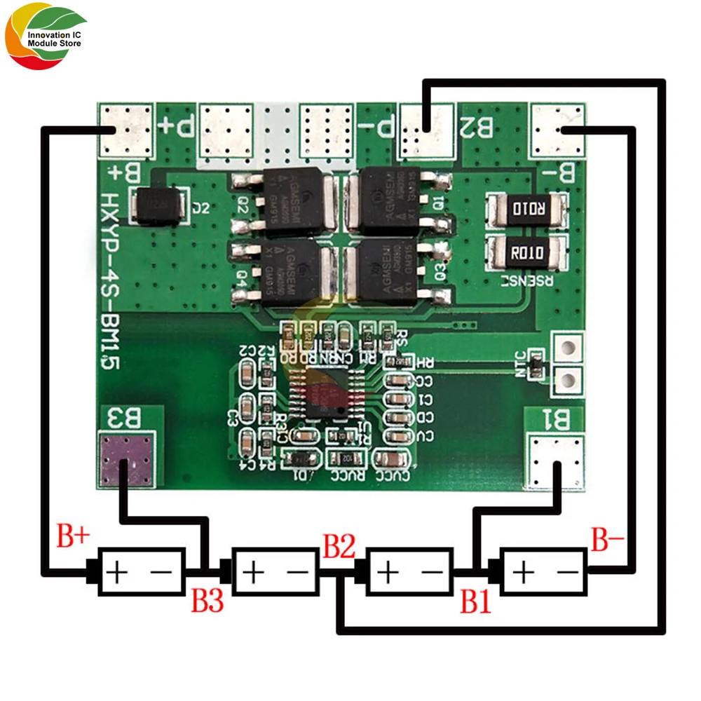 4S 14A 12.8V 18650 Lithium Iron Phosphate Protection Board LiFePO4 4S BMS Balancing Charging Circuit PCM 3PCS