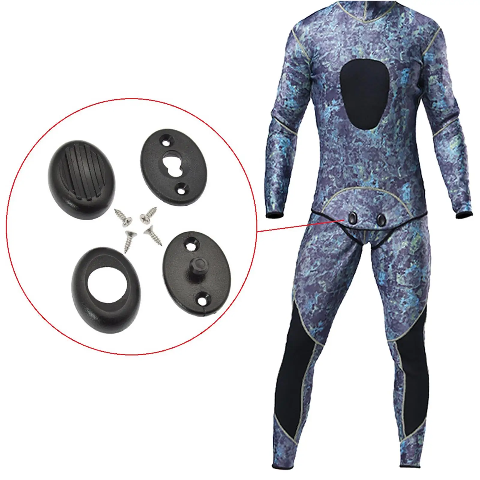 4Pcs/Set Wetsuit Fastener for Diving Suit Surfing Suit Slide Buckle Black