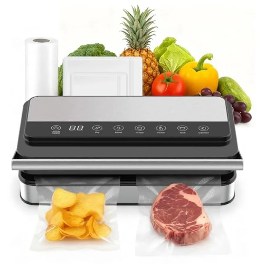 

Vacuum Food Sealer for Kitchen Use ABS Plastic Black 85Kpa Strong Suction with Digital Timer Low Noise Compact Handheld Design