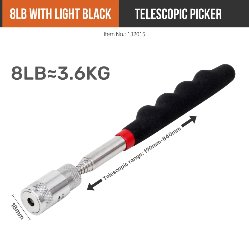 1-teiliger teleskopischer magnetischer Aufnahmestift mit einer Tragfähigkeit von 8 Pfund und einstellbarer Länge für einfaches Aufheben von Muttern und Schrauben in engen Räumen – Detail 12