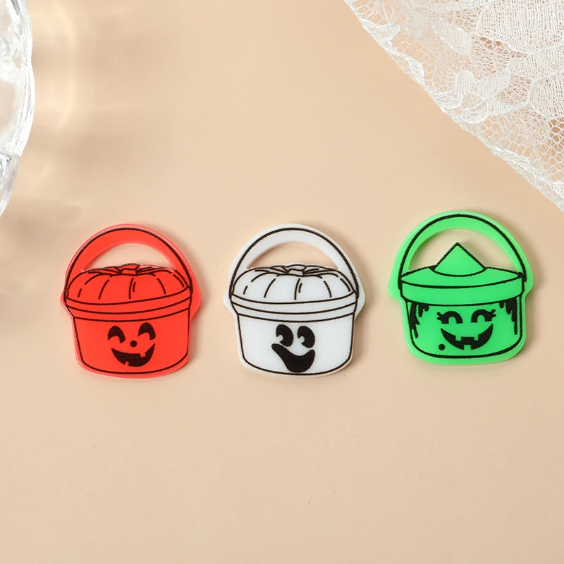 12Pcs Halloween Charms Creative Acrylic Pendant For Keychain Necklace Jewelry Diy Making