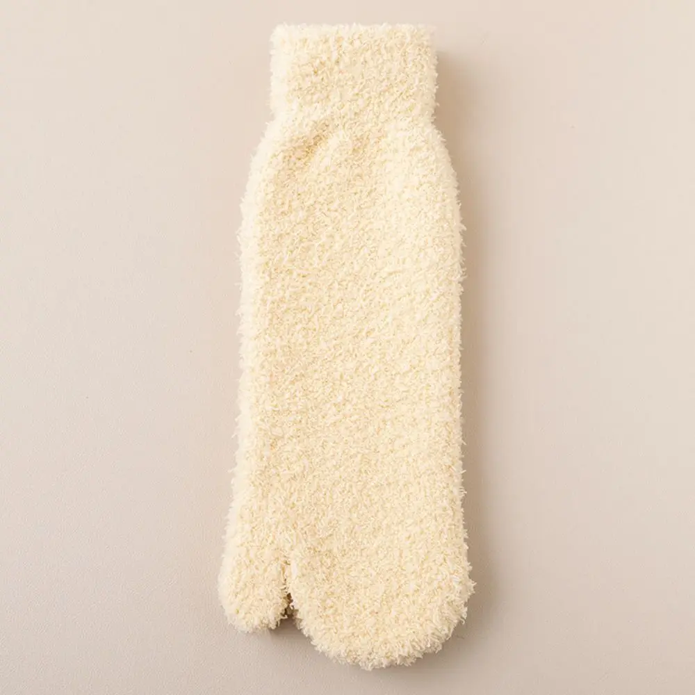 Thickened Warm Two Toe Fleece Socks Mid Tube Simple Separate Toe Plush Socks Sleeping Hosiery Floor Socks Winter For Female Men