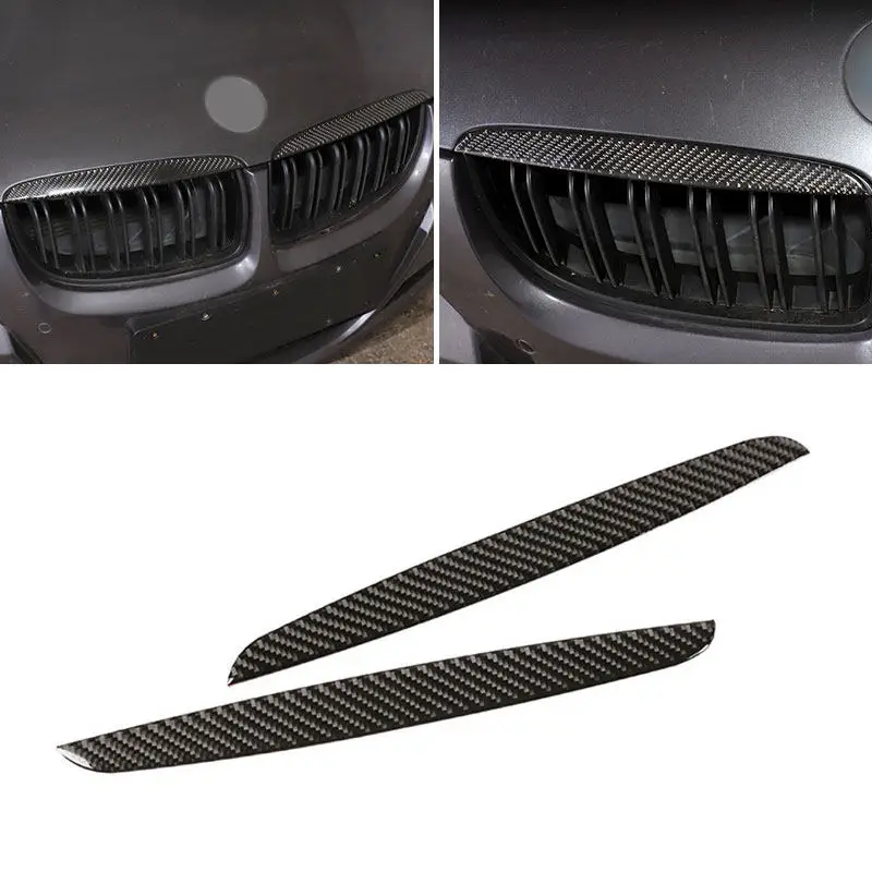 Real Carbon Fiber Car Accessories Exterior Front Bumper Above Kidney Grille Hood Cover Trim For BMW 3 Series E90 E91 330i 325i 