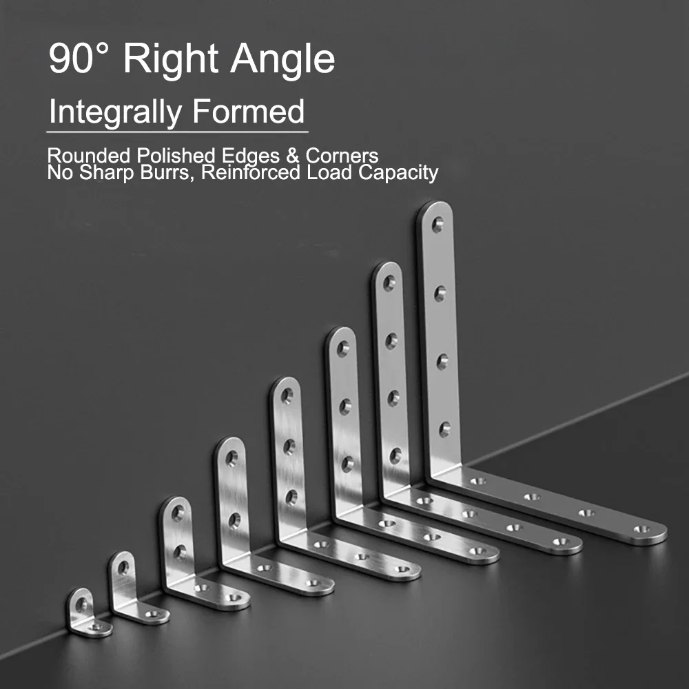 4/10 Pcs Thickened Stainless Steel Corner Code Angle Brackets Wooden Board Splicing Layer Plate Connector