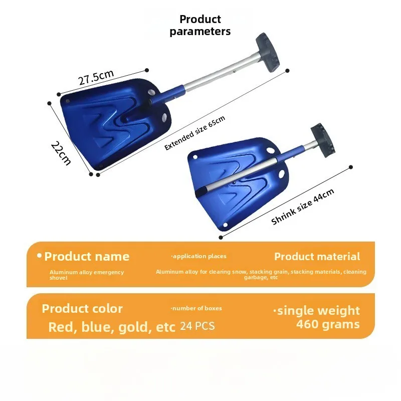 Winter Outdoor Camping Gear Retractable Foldable Aluminum Snow Shovel Multi Function Deicing Spade For Car Snow Clearing Work