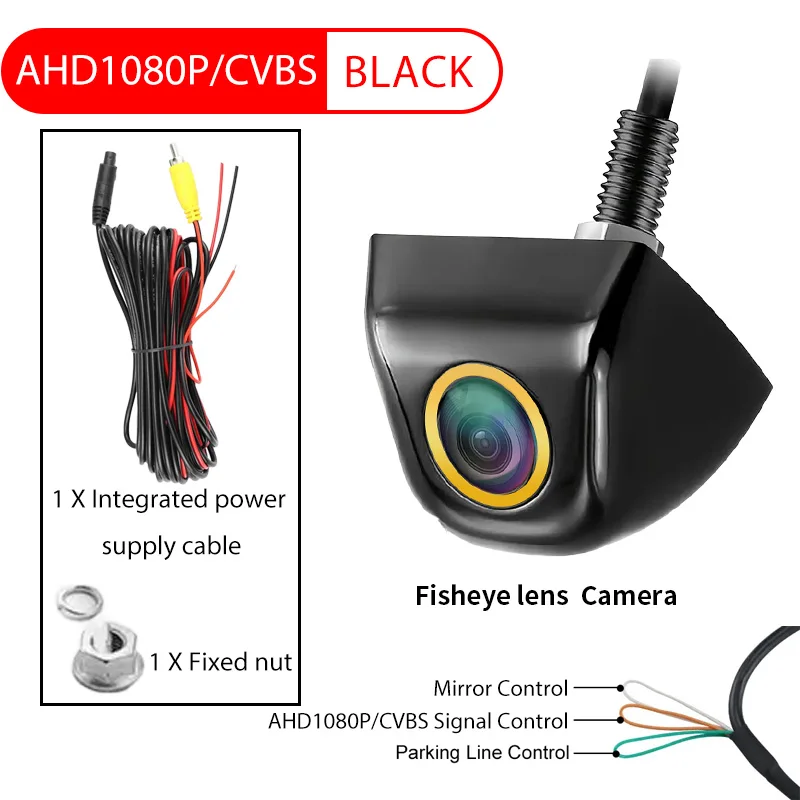 Universal AHD CVBS 170 ° Fisheye Auto-Rückfahrkamera, HD-Nachtsicht, wasserdichtes Rückfahrobjektiv mit Schraube im koreanischen Stil
