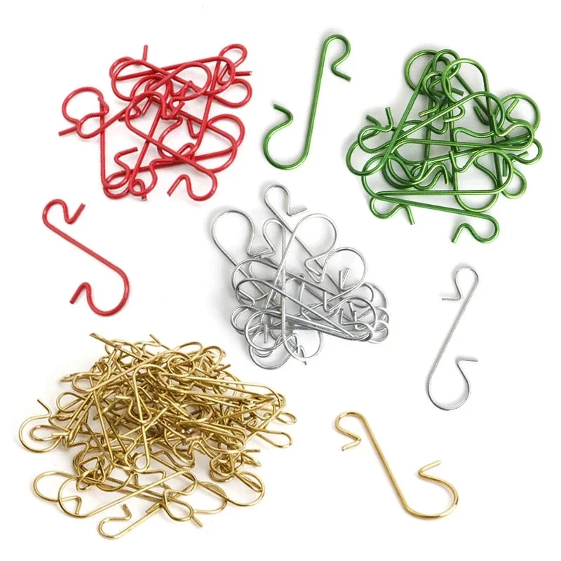 100/50Pcs Christmas Metal S-Shaped Hooks Xmas Tree Ball Gold Silver Pendant Hanging Holders Home Party Christmas Decoration Hook