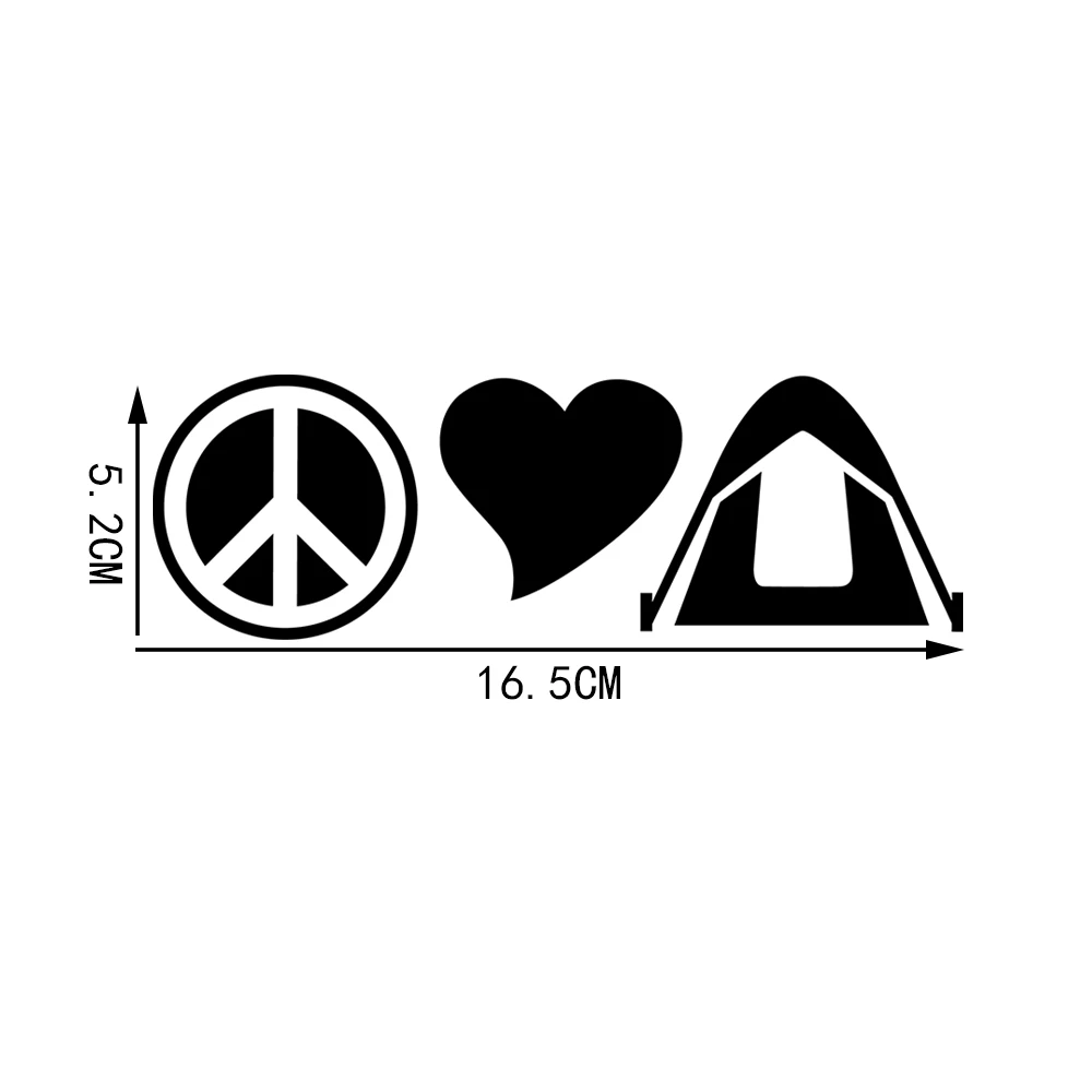 YJZT 16.5*5.2cm Peace Love Camping Tent Car Body Windows Laptop Vinyl Decal Car Stickers