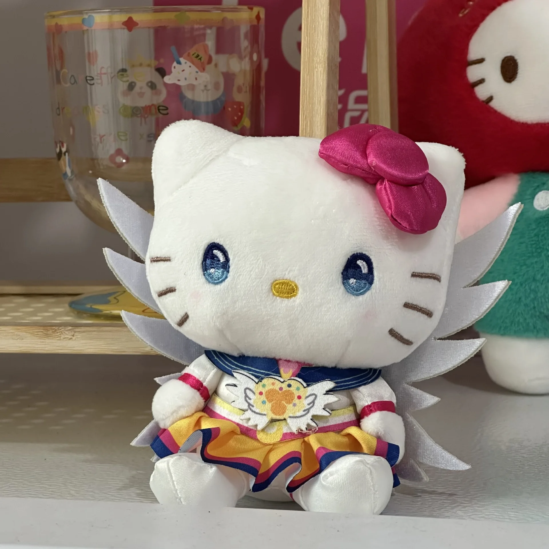 

Hello Kitty Plush Keychain Kawaii Sailor Moon Silver Wings Plush Doll Pendant Diy Decor Charm Backpack Gift for Girls Anime Fan