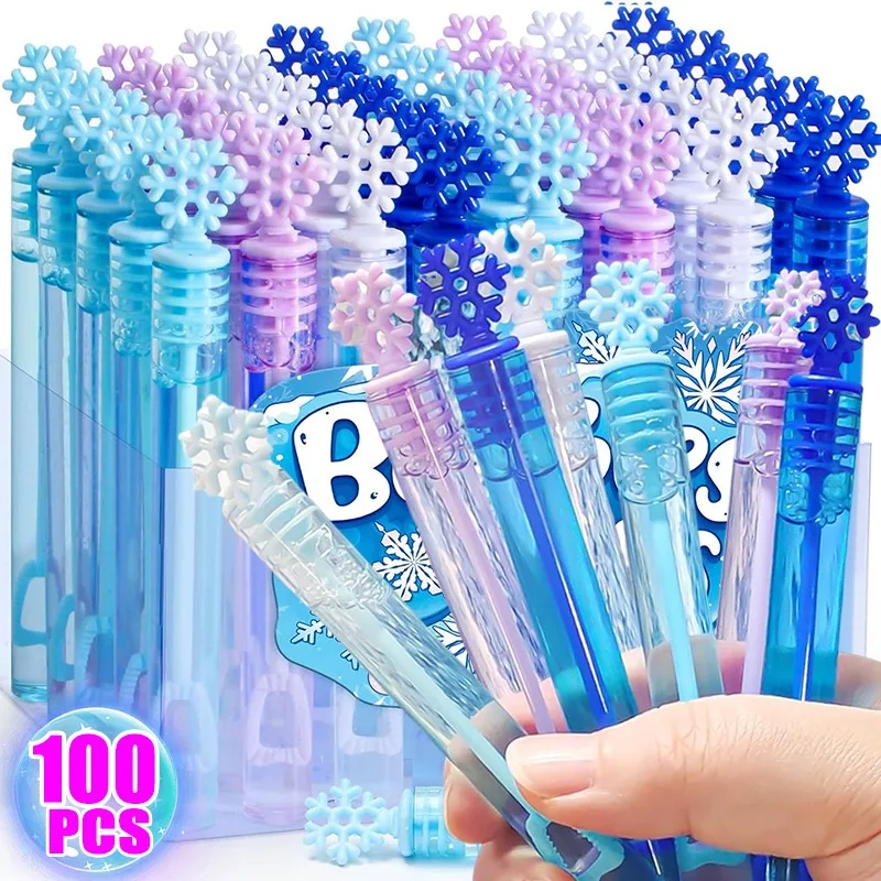 10/100PCS Plastic Bubble Tube Toy Snowflake Wand Tube Soap Empty Bottles Wedding Birthday Party Decoration Home Christmas Gifts