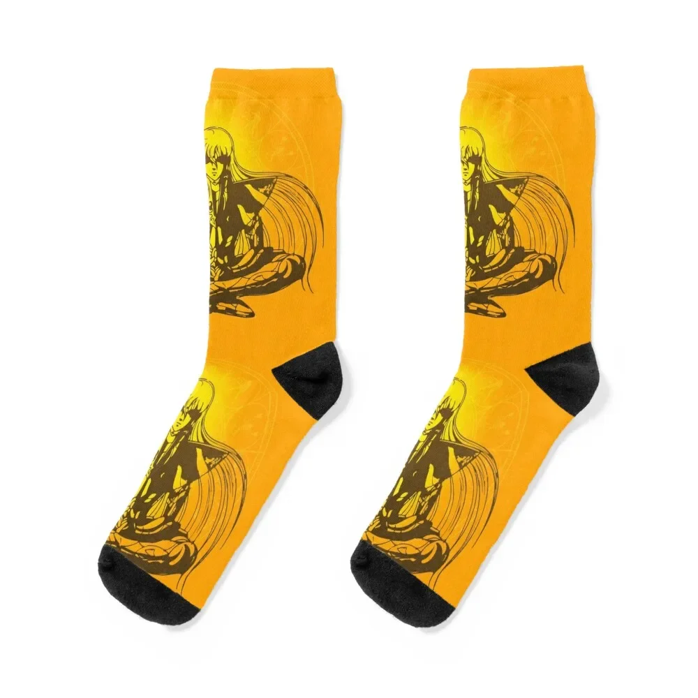 Virgo Shaka Saint Seiya Zodiac Knights in Orange Socks hiphop new year gifts Socks Men's Women's