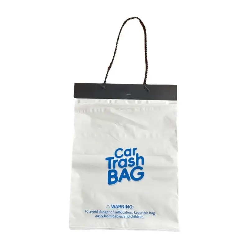 31BC Leak Resistant Car Litter Bags with Drawstring, Adhesive Closure Disposable Plastic Liners for Commuters, Carpools and