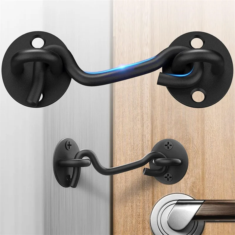 Heavy Duty Privacy Hook and Eye Latch Lock with Screws Black  Barn Door Easy Locks Gate Latch Window Wind