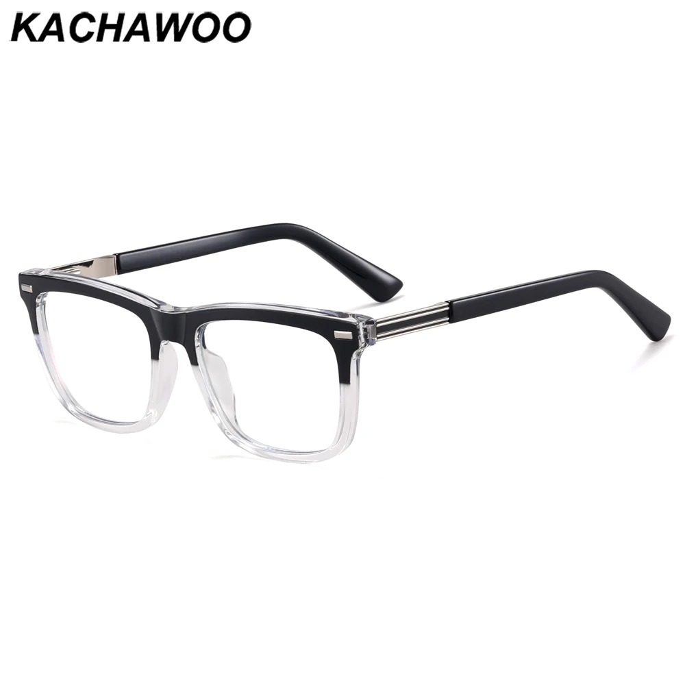 Kachawoo male vintage glasses anti blue light black clear tr90 square eyeglasses frame for men retro style eyewear birthday gift