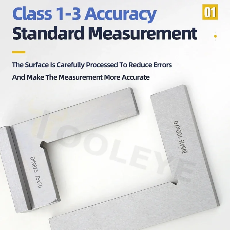 Try Square Flat Edge Square Ruler 90 Degree Woodworking Tools Metal Right Angle Ruler Measurement Tools Set-Square 50x40/75x50mm