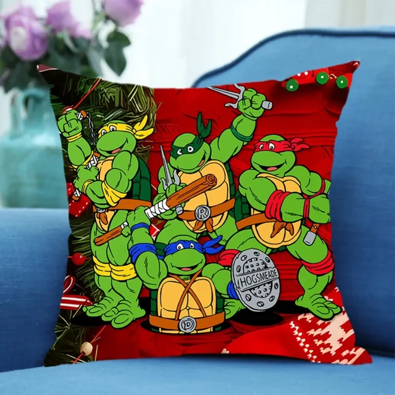 Christmas Teenage Mutant Ninja Turtles Cartoon Pillowcase Festive Decorations Pillowslip Living Room Bedroom Pillow Car Cushion