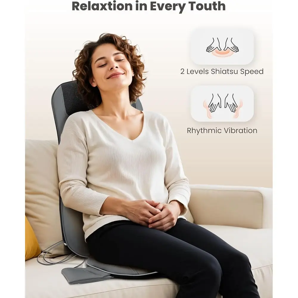 جهاز تدليك شياتسو ساخن لراحة الظهر بالكامل، وسادة كرسي سرعتين، مثالية للمنزل أو المكتب، هدية مثالية لأحبائك